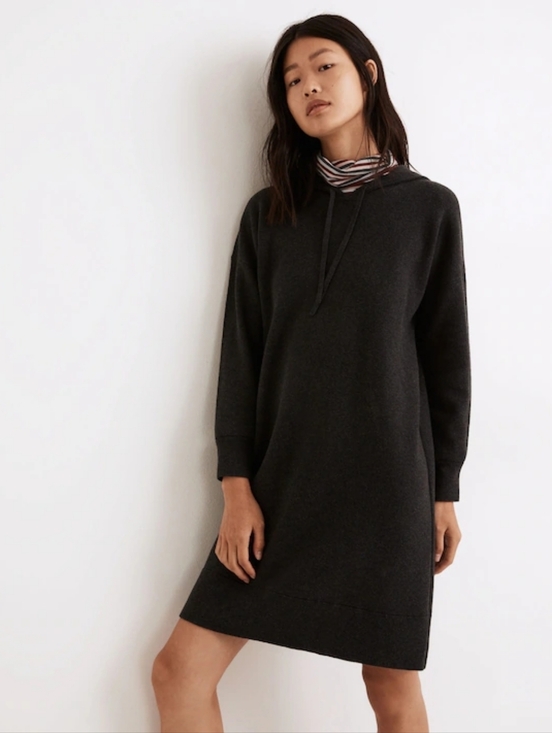 Madewell Dresses & Skirts - Madewell Charcoal Grey Knit Hoodie Sweater Dress